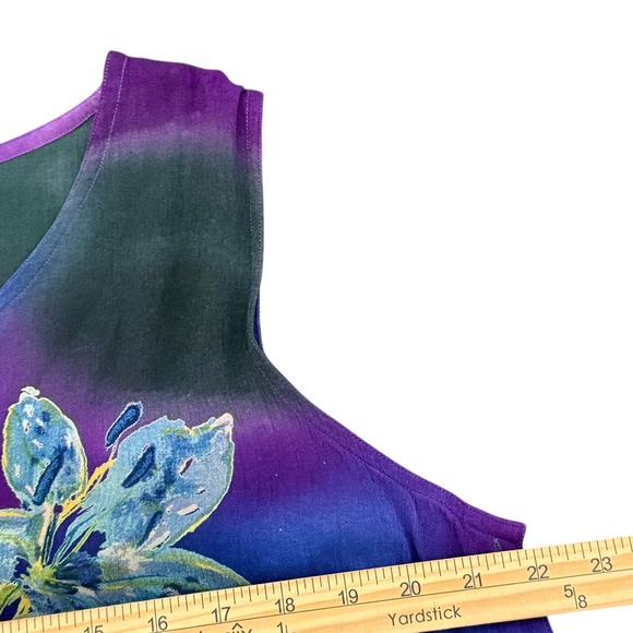 Venus Floral Midi Dress Womens L Rayon Sheer Vacation Beach Cover Up Colorful - Picture 7 of 7